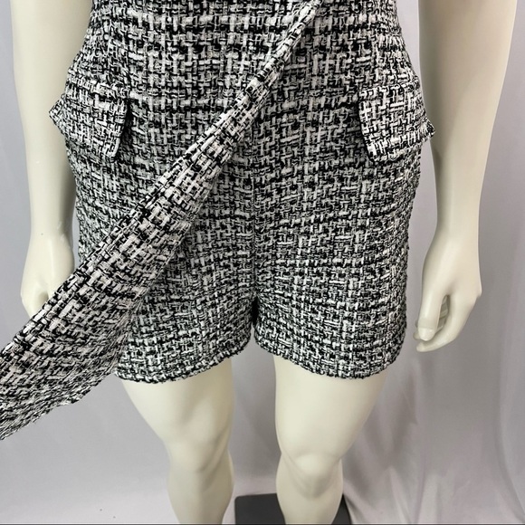 ZARA Black and White Tweed Romper, Size XS - Picture 2 of 11